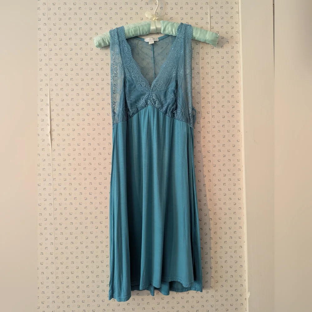fleur t Lace Nightgown Slip Dress Aqua Baby Doll Turquoise Date Night In M Sexy